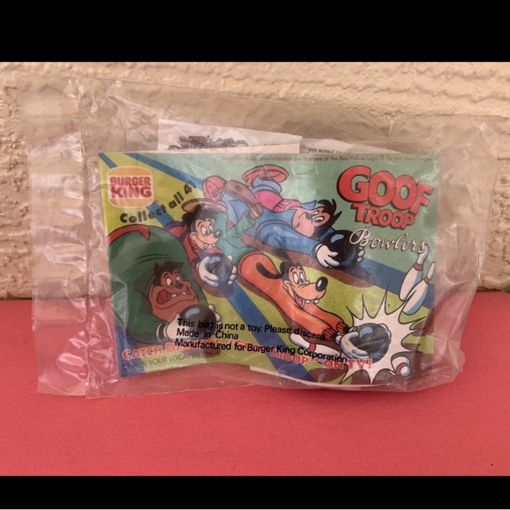 Vintage 1992 Burger King Kids Club Disney Goof Troop Bowlers Pete New Sealed